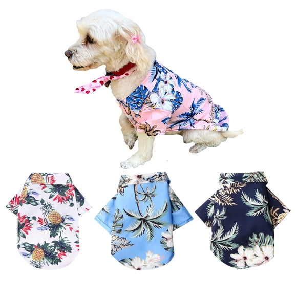 Camisas Hawaianas para Perros y Gatos Razas Pequeñas Amigos Peludos, 3 Piezas, Colores Surtidos