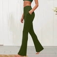 thumbnail image 2 of Amzcrzy Leggings Acampanados Mujer S-2XL - Yoga, Cintura Alta Sin Costura Delantera, Muy Elásticos Cómodos, Color Liso, Bolsillos Verde, 2 of 6