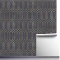thumbnail image 4 of Rollo Papel Tapiz Vinílico Decorativo Adherible Interiores 10 metros H&JESS  GRIS CLARO CON LINEAS DORADAS, 4 of 4