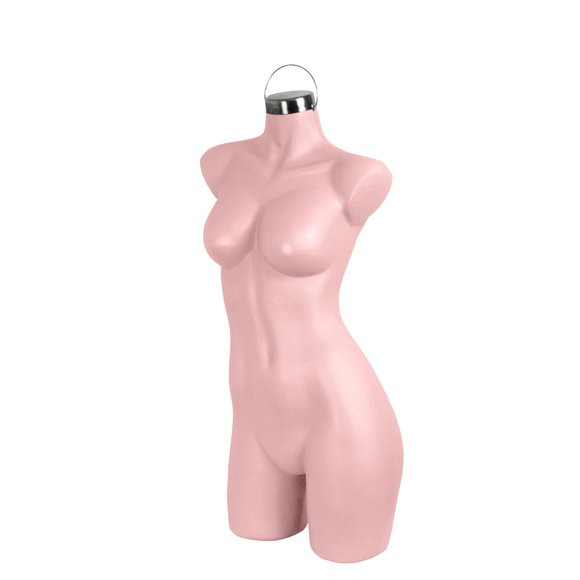 Atmos Homeware Maniquí de Dama | Exhibidor de Mujer 3/4 de Plástico de Alta Resistencia con Aro Metálico | Cuerpo Femenino para Ropa y Accesorios | Paquete de 1 Pieza color Rosa