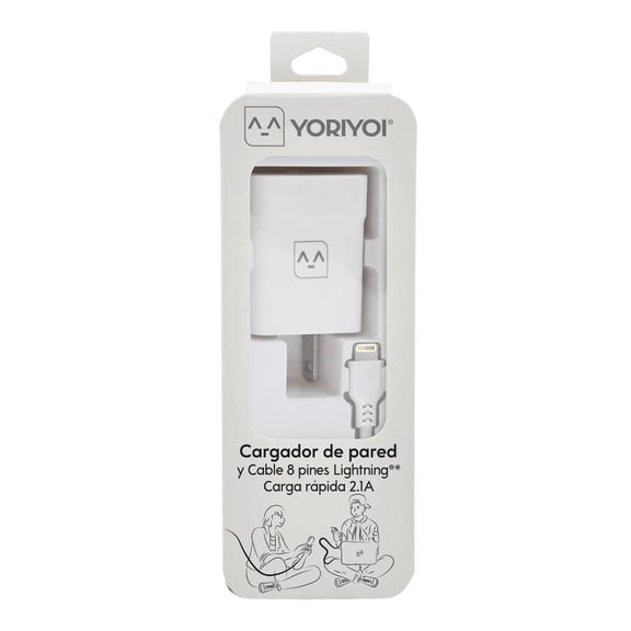 Kit Cargador Yoriyoi 2.1 A con Cable 8 Pines 2 A 90 cm