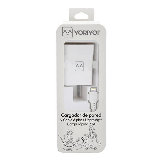 Kit Cargador Yoriyoi 2.1 A con Cable 8 Pines 2 A 90 cm