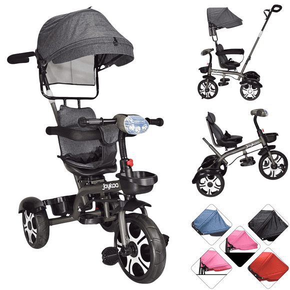 Triciclo para Niños JOYKOO Evolutivo Asiento giratorio 360 luz sonido gris