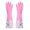thumbnail image 5 of MTBLYS Guantes de limpieza con puños florales | Guantes largos de terciopelo de goma para uso doméstico | Agarre antideslizante para lavar platos y ropa, 5 of 5