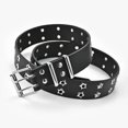 thumbnail image 1 of Fashion Men Women Punk style Chain Belt Adjustable Hollow star Double breasted Buckle Metal Buckle Leather Jeans Waistband, 1 of 5