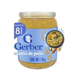 Papilla para Bebé Gerber Sabor Caldo de pollo Frasco 170 g