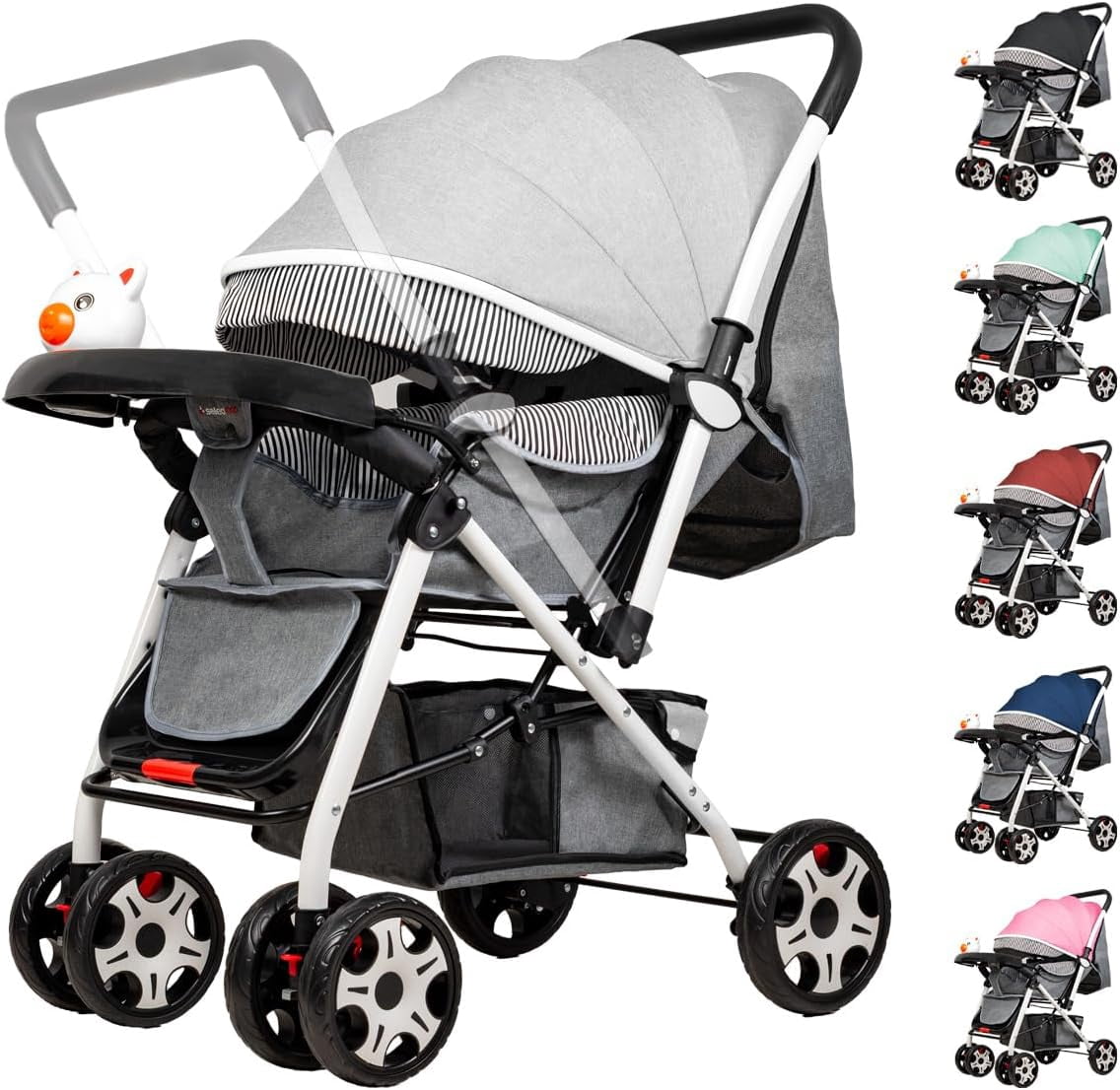 Carriola Infantil De Lujo Con Toldo De Viaje Compacta Y Ligera Carriola Para Bebe Con Jugetes Tela Transpirable Carrito Para Bebe Con Mango Ergonomico Carreola Ultra Ligera Y Comoda (Gris)