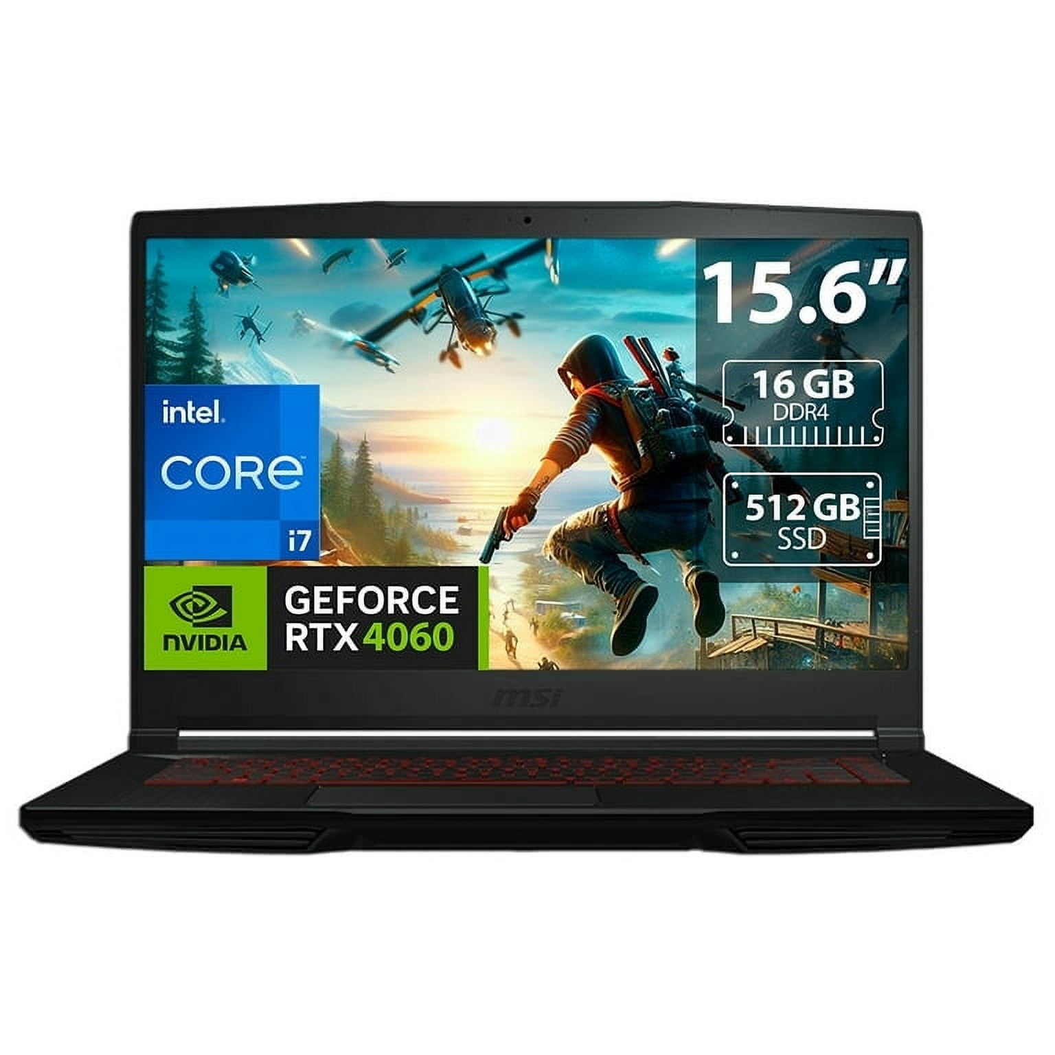 Laptop Msi GF63 15.6" FHD Intel Core i7-12650H  Nvidia RTX 4060 16GB RAM 512GB SSD; Negra