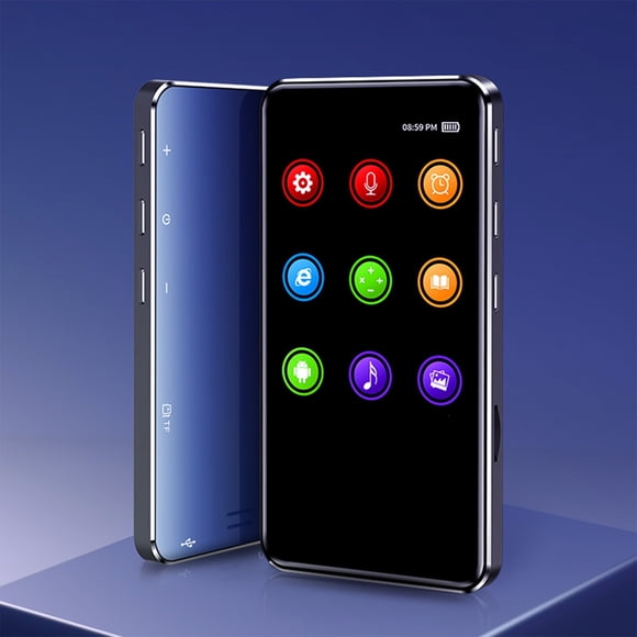 Reproductor de MP3 con pantalla táctil Bluetooth, Reproductor de video HD Mp4 Mp3 con altavoz, Radio FM, Auriculares con ranura, Hasta 64GB, Sistema Android, Con altavoz, Con tarjeta TF, Soporta hasta