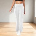 thumbnail image 2 of Amzcrzy Leggings Acampanados Mujer Cintura Alta Elásticos Yoga Ligeros Realzan Glúteos Color Liso Ajustado Casuales Bolsillos Laterales Tallas S-2XL Blanco, 2 of 6