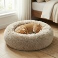 thumbnail image 1 of Feandrea Cama de Perros, Cama para Mascotas, Diámetro de 60 cm, Cojín Central Extraíble y Lavable, Alfombra de Felpa, Caqui Ombré, 1 of 9
