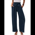 thumbnail image 1 of Pantalones de Salón Anchos para Mujer con Bolsillos, Cintura Alta, Ajustables, con Nudo y Holgados. Azul Marino XXXL, 1 of 7