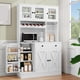 thumbnail image 1 of Mueble Alacena de Cocina, Armario Alto con Cajón, Puertas, Soporte para Copas, Estante para Vino y Toma de Corriente para Cocina, Sala de Estar y el comedor, Blanco, 1 of 7