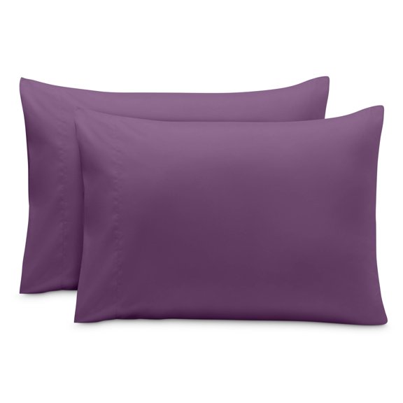 Juego de Fundas de Almohada Bare Home Cierre Tipo sobre Colección Premium 1800 Ultra Suave Tamaño Queen Color Ciruela 2 Unidades