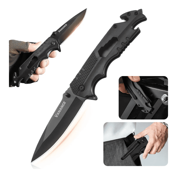 5 En 1 Navaja Tactica De Camping Plegable Y Multiherramienta Portátil Xtellar negro