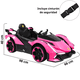 thumbnail image 5 of Montable Eléctrico para Niños Deportivo Lambo Luces Sonido Control Remoto Bluetooth Batería 12v - Rosa, 5 of 8