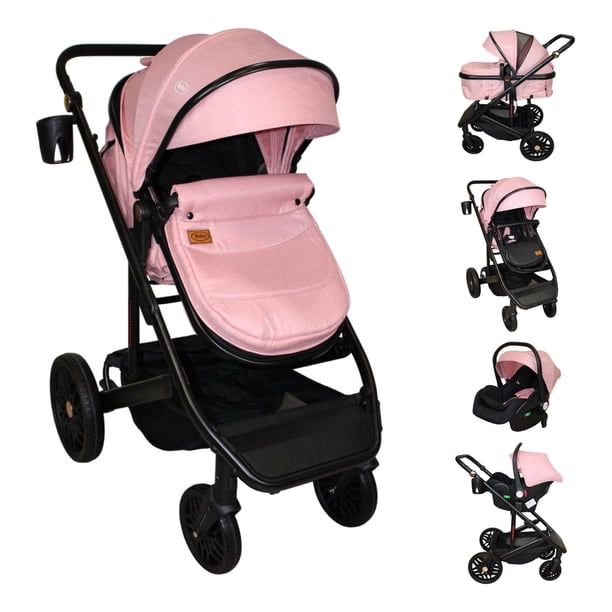 Carriola 4 En 1 Sistema De Viaje Todo Terreno Ibaby Cupra Rosa Chicle Negro