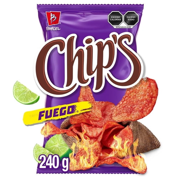 Papas fritas Barcel Chip's fuego sabor chile y limón ardiente 240 g