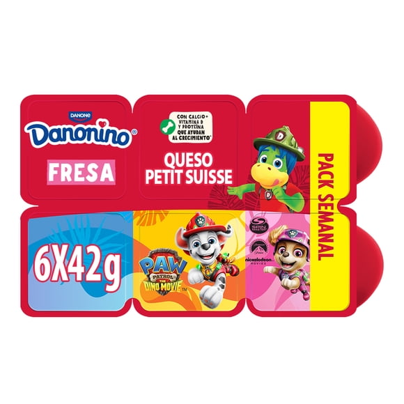 Queso petit suisse Danonino fresa 6 pzas de 42 g c/u