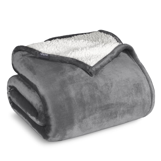 Manta de Cama de Felpa Sherpa Bare Home Reversible Liviana Tamaño Twin/Twin XL Gris