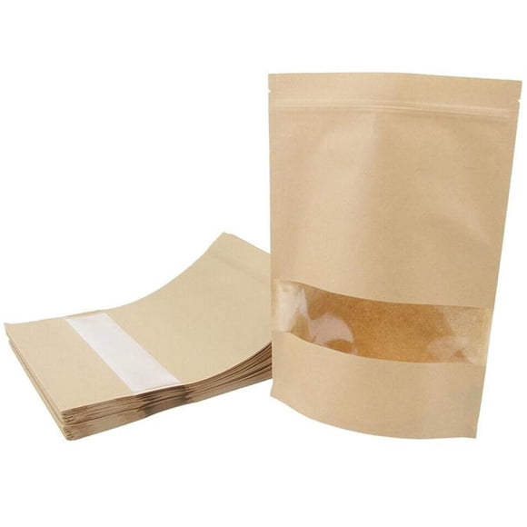 Bolsa de Papel Kraft VentDepot 18x30 cm 50Pzs 800gr Ventana Cuadrada