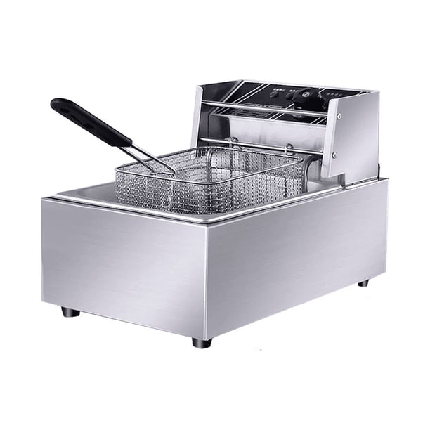 Freidora De Aceite Eléctrica Con Acero Inoxidable 6 Litros Plata