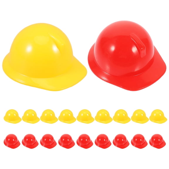 20 sombreros de construcción en miniatura para fiestas infantiles, pequeños cascos de seguridad para muñecas, cascos de plástico para manualidades, minicascos para decoraciones de cumpleaños, amaril