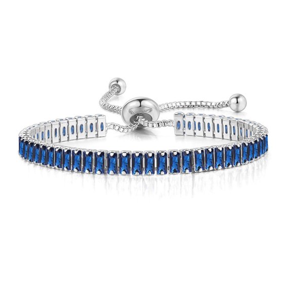 Pulseras para mujer, regalos para mujer, pulsera multicolor de 2 x 4 mm con circonitas redondas y diamantes, pulsera de cristal ajustable (rectángulo de platino), pulsera iónica.
