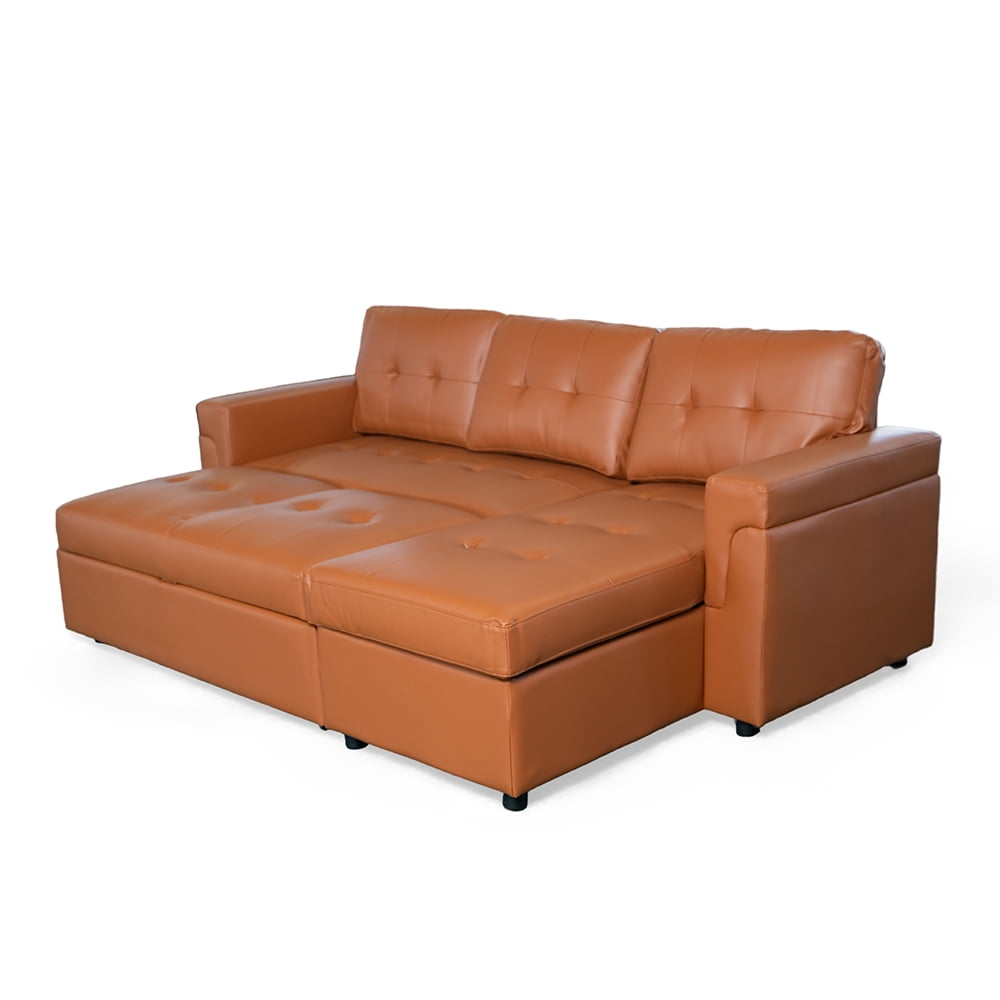 Ilios Innova | Sofá Cama Kairo Café de Cuero Sintético, Chaise Longue ...