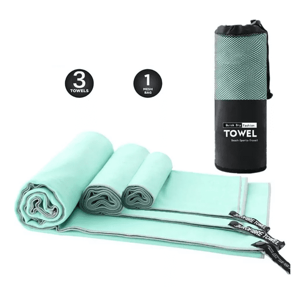 3 Toalla De Microfibra De Secado Rápido Verde Fluorecente