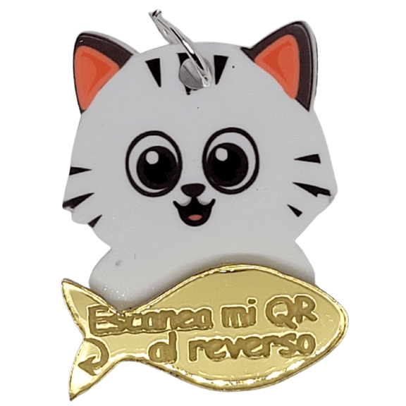 TQR BY FAKIRGEEK Placa DE IDENTIFICACIÓN Inteligente para Mascotas QR para Gato- GATO Etiqueta DE IDENTIFICACIÓN Accesorios Dije para Collar DE MASCOTA (BLANCO)