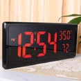 thumbnail image 4 of Reloj de pared digital grande con pantalla de temperatura y humedad, 12/24 h, para mesita de noche o para el hogar. Rojo, 4 of 8