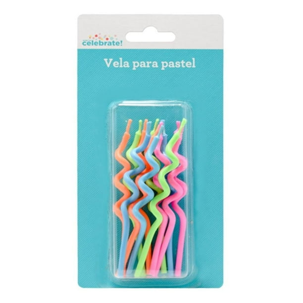Vela Way to celebrate! para Pastel Larga Ondulada Multicolor Paquete con 12 Piezas