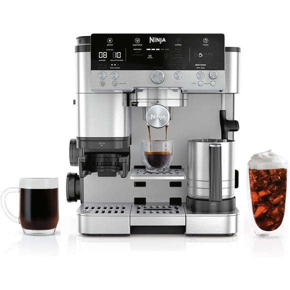 NINJA Cafetera Espresso, Serie Luxe Café Premier, Cafetera de Gotero y Preparación Rápida en Frío, Molinillo Integrado, Prensa Asistida, Espumador Manos Libres, Capuchinos y Lattes, ES601