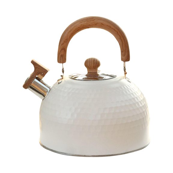 Hervidor silbador, hervidor de estufa, electrodoméstico, tetera de acero inoxidable robusta y liviana para acampar, fiestas, residencias de estudiante 25L blanco