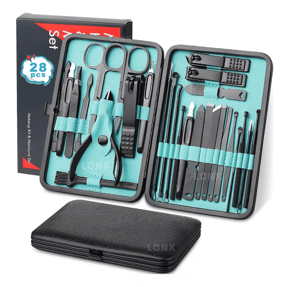 Set de Manicura Multifuncional Belug 28 Pcs Estuche Verde/Negro