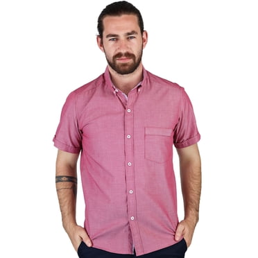 Camisa Roja Manga Corta Slim Fit Bolsa Semi Oculta Para Caballero