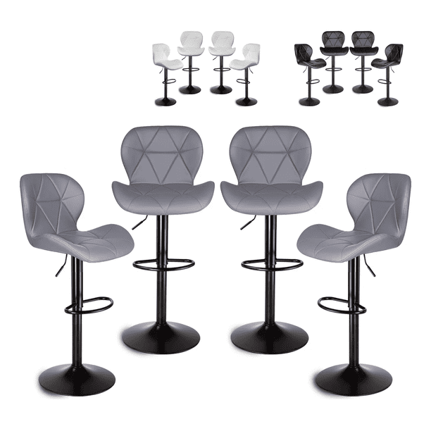 Set De 4 Bancos De Cocina Barra Silla Taburete Respaldo Alto
