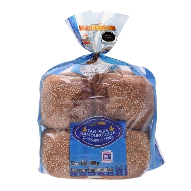 Paquete Bollos Aurrera Para Hamburguesa Por Bolsa