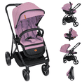 thumbnail image 1 of System travel carriola Sicilia + portabebé plagado compacto telas premium rosa, 1 of 9