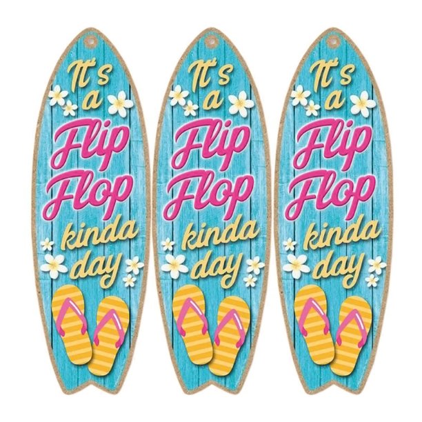 Ambiente playero SurfStoke 3Pzas 16x45cm Madera Tabla de Surf VentDepot