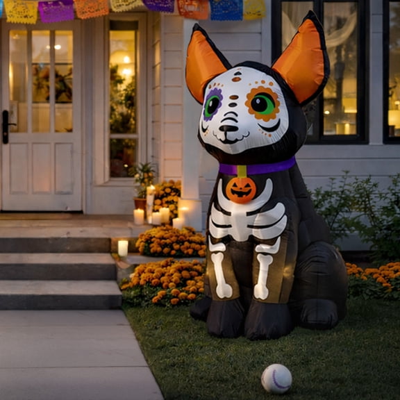 Inflable de halloween perrito chihuahua alebrije de 1.85m de alto para exteriores decoración día de muertos Artego
