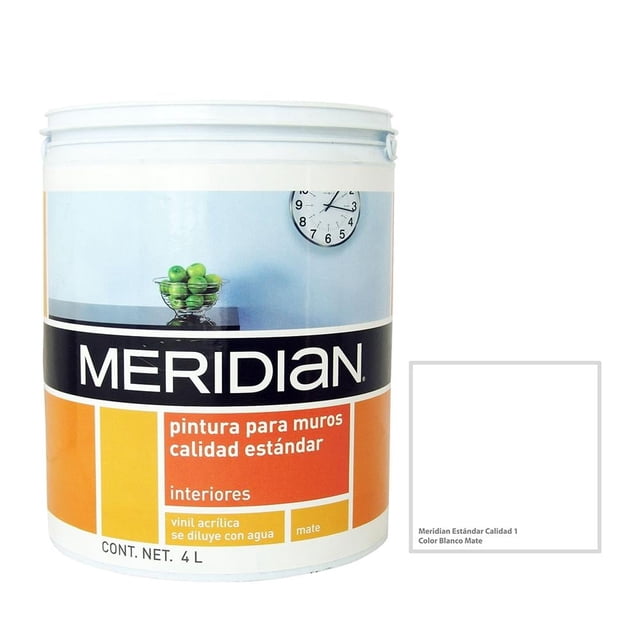 Pintura Meridian Estándar 1 Año Color Blanco Mate 4 Litros