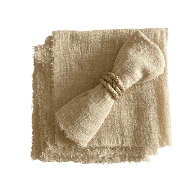 Pack de 8 Servilletas de tela de Lino 100% algodón MACAR Servilletas de tela hueso