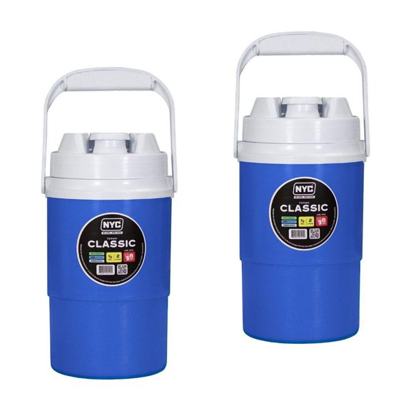 NYC 2 Paquete de Termos Classic De 1/2 Galón 2L (8 vasos) negro