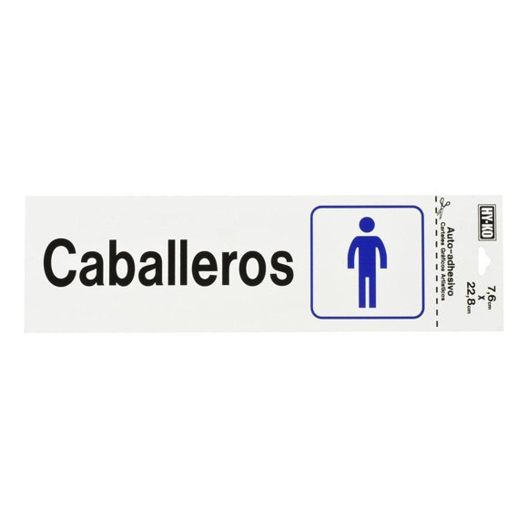 Letrero Para Baño Caballeros Hy-Ko Blanco 7.6X22.8Cm