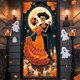 thumbnail image 1 of Cubierta de puerta de poliéster, decoración navideña de 35 x 71 pulgadas, para Halloween y Día de Muertos. Decoración de Halloween y Día de Muertos. Decoración para fiestas, Halloween, otoño, hogar, a, 1 of 6