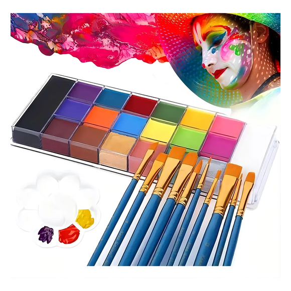 Kit De Maquillaje Pintura Pintacaritas Body Paint Acuarelas Xtellar multicolor