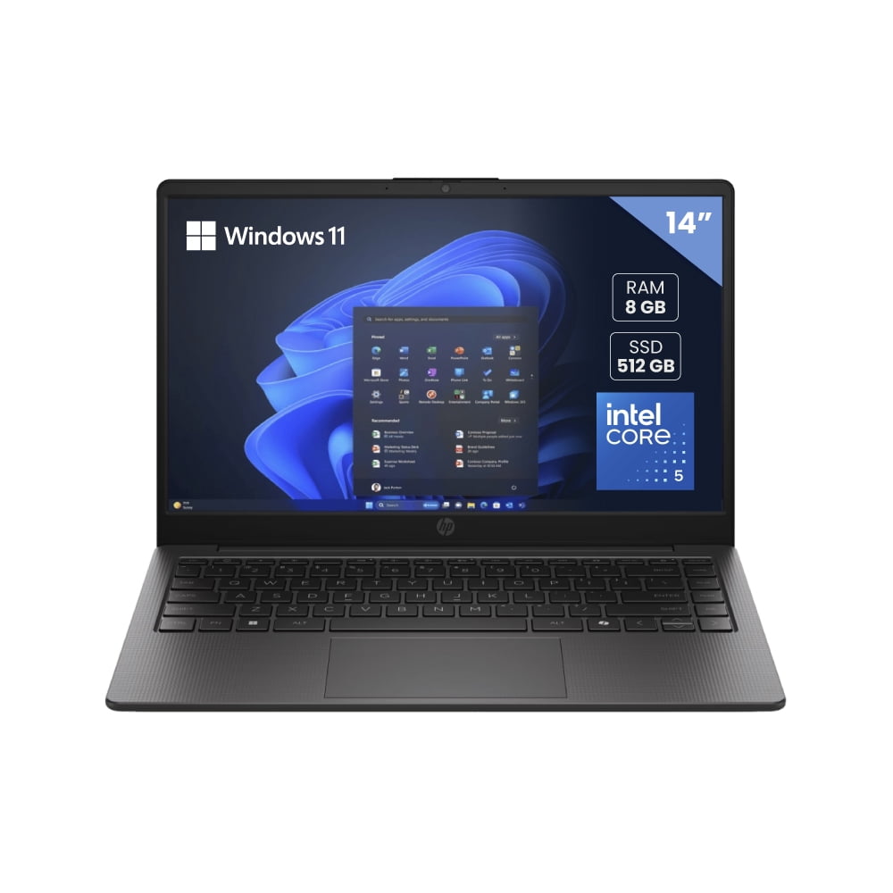 LAPTOP HP 240R G10, 14" 1366X768 HD, INTEL CORE 5 120U, 8GB, 512GB SSD, W11H, ESPAÑOL