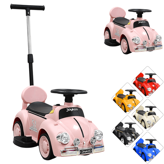 Montable Eléctrico para Niños 6v con Bastón Ajustable Luces Música Seguro Anticaídas Hasta 15 kg - Rosa